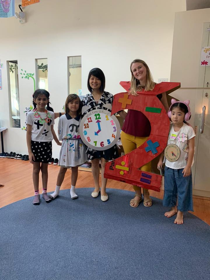 math teachers with students in math outfits